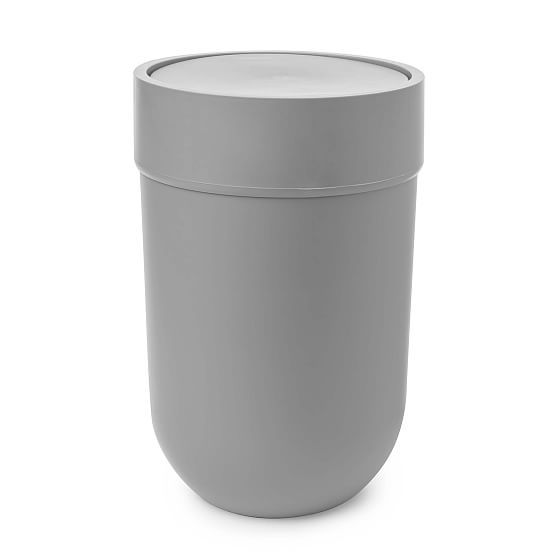 Sleek Touch 1.6 Gallon Gray Plastic Waste Bin with Swing Lid