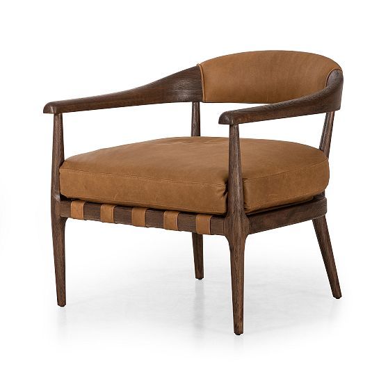 Sustainably Sourced Eucapel Cocoa Leather and Wood Chair