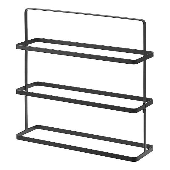 Compact Tower Black Metal 3-Tier Shoe Rack