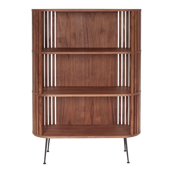 Henrich 41'' Walnut Mid-Century Modern Bookshelf with Steel Legs