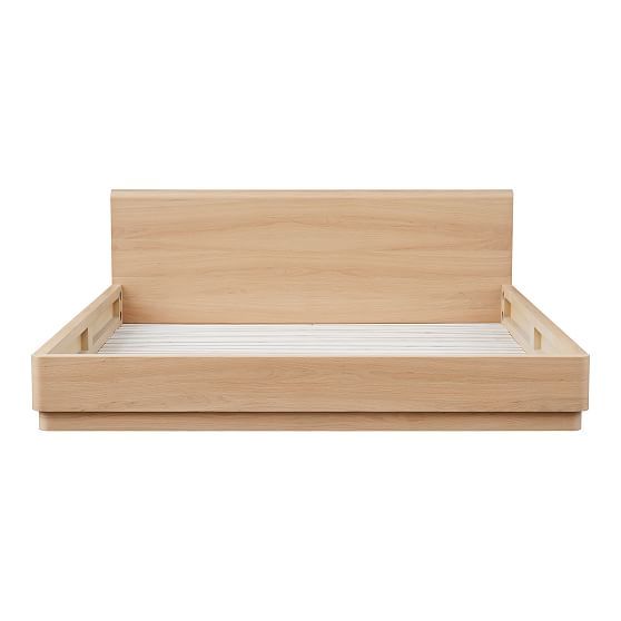 Soft Grain Oak King Bed with Rounded Corners and Headboard