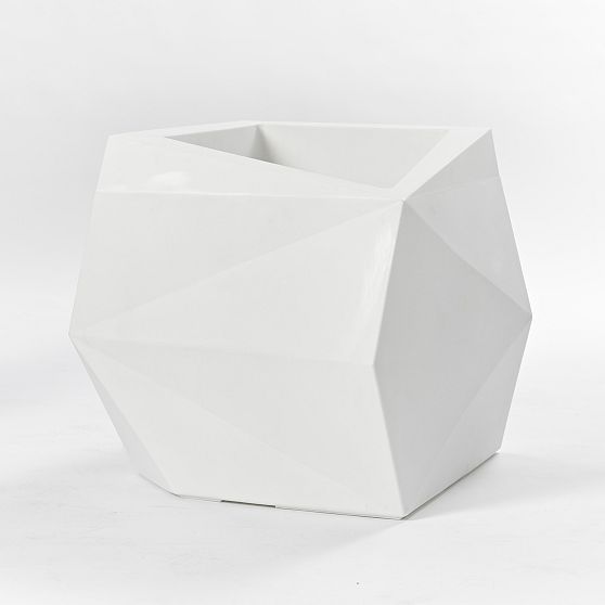 Alpine White Origami-Inspired Polyethylene Outdoor Planter
