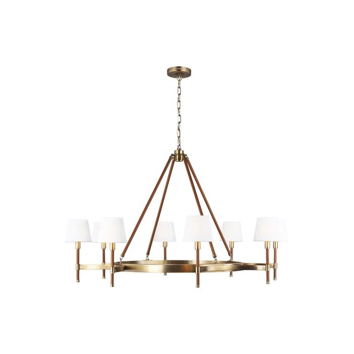 Katie 48" Brass and Leather 8-Light Chandelier