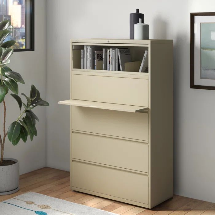 Putty Steel 5-Drawer Lockable Lateral File Cabinet