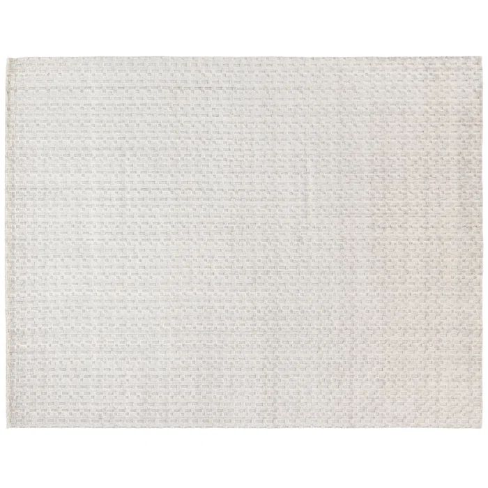 Ivory Geometric Handmade Viscose & Cotton 9' x 12' Rug