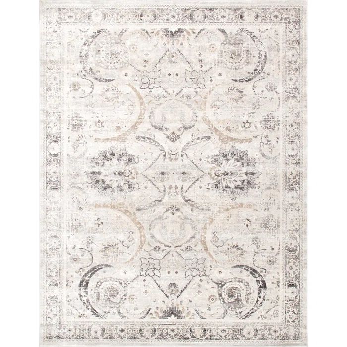 Amadeus Ivory Beige 36"x24" Easy-Care Synthetic Area Rug
