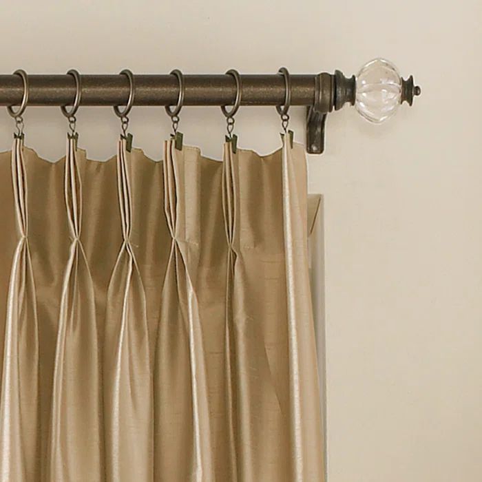 Sand Faux Silk Light-Filtering Pleated Curtain Panel