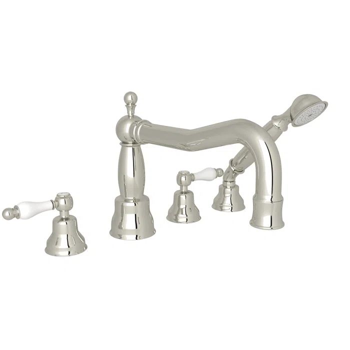 Elegant Polished Nickel Widespread Faucet with Handshower and Brass Details