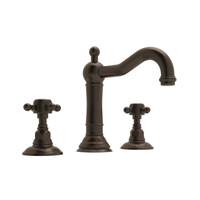 Tuscan Brass Widespread Bathroom Faucet with Porcelain Handles