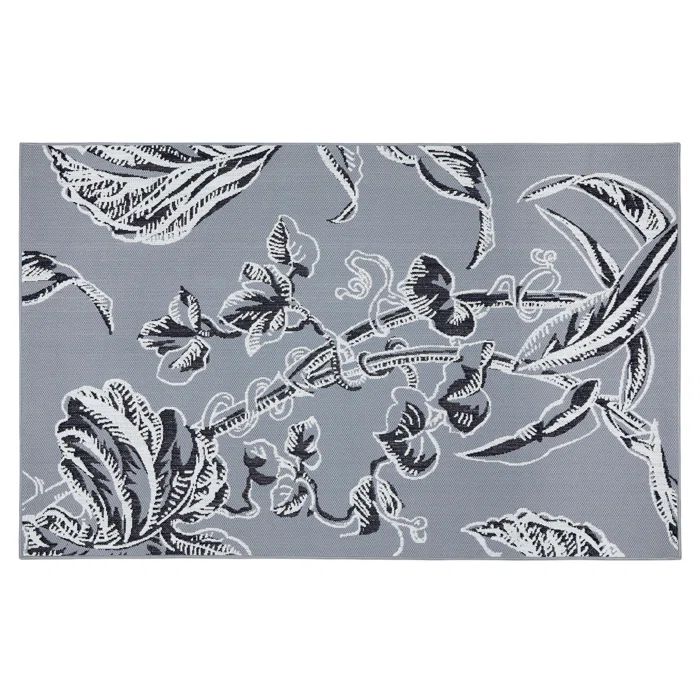 Reversible Gray and Yellow Floral 8' x 10' Synthetic Rug