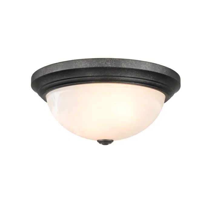 Burnished Gold Glass Bowl Flush Mount Ceiling Light 13"