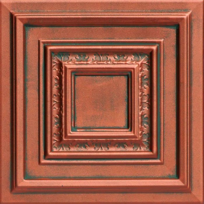Copper Patina Faux Tin Glue-Up Ceiling Tile, 2 x 2 ft