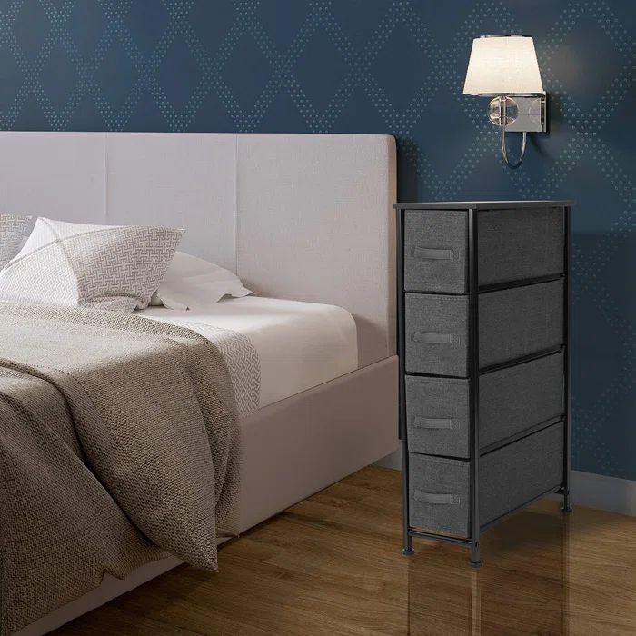 Sorbus Slim Black 4-Drawer Storage Tower with Steel Frame