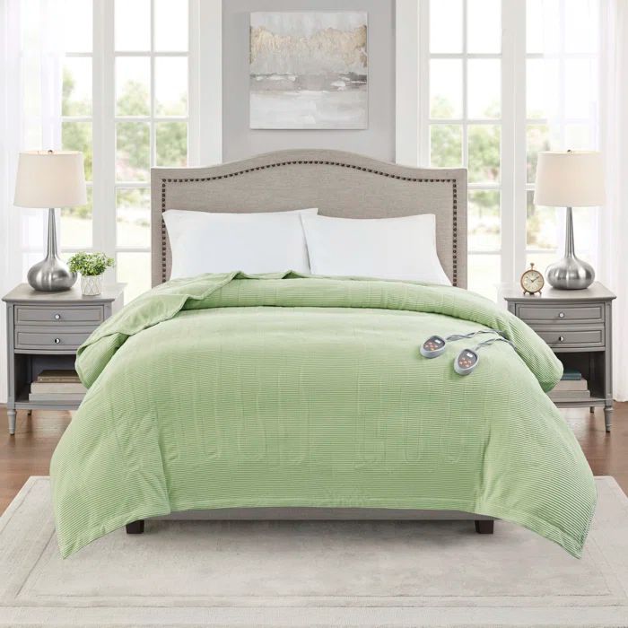 Full Green Micro Fleece Electric Heated Blanket