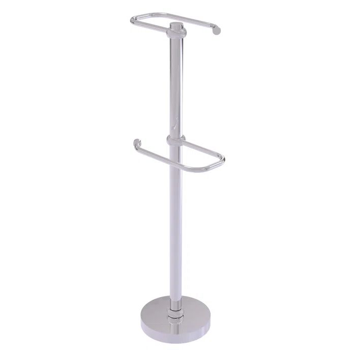 Polished Chrome Free Standing Two Roll Toilet Paper Holder