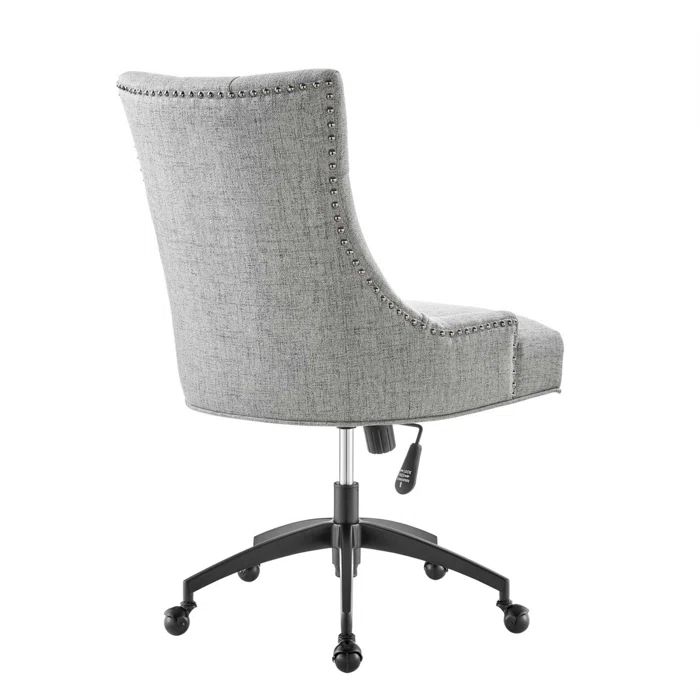 Regent Light Gray Tufted Swivel Task Chair with Matte Black Base