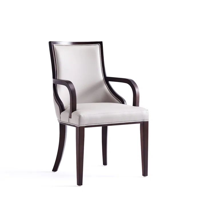 Elegant Gray Faux Leather Upholstered Armchair with Beech Wood