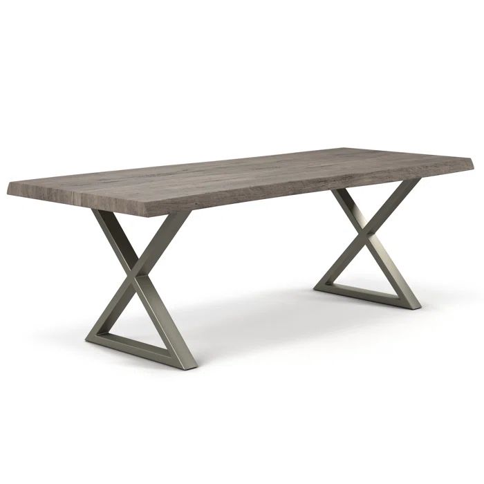 Brooks 79" Rectangular Sandblasted Grey Acacia Dining Table with Pewter Frame
