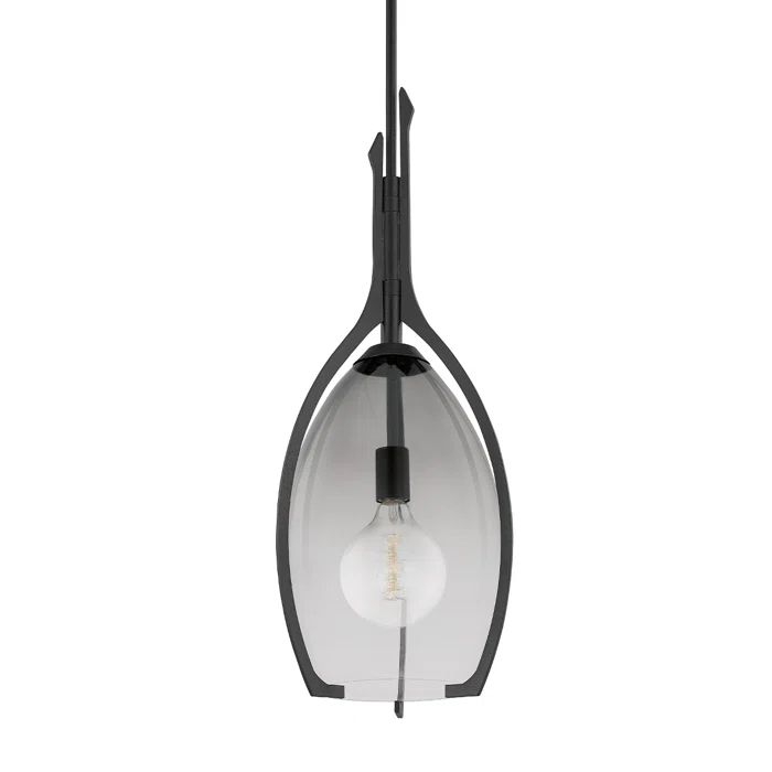 Pacifica Forged Iron and Smoke Glass 1-Light Pendant