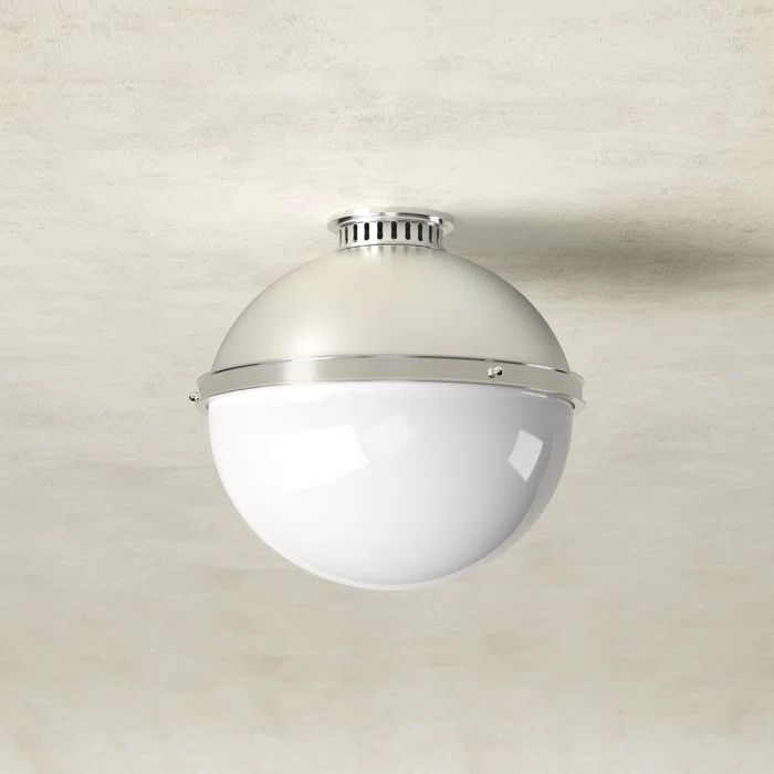 Polished Nickel Glass Globe Semi Flush Mount Light