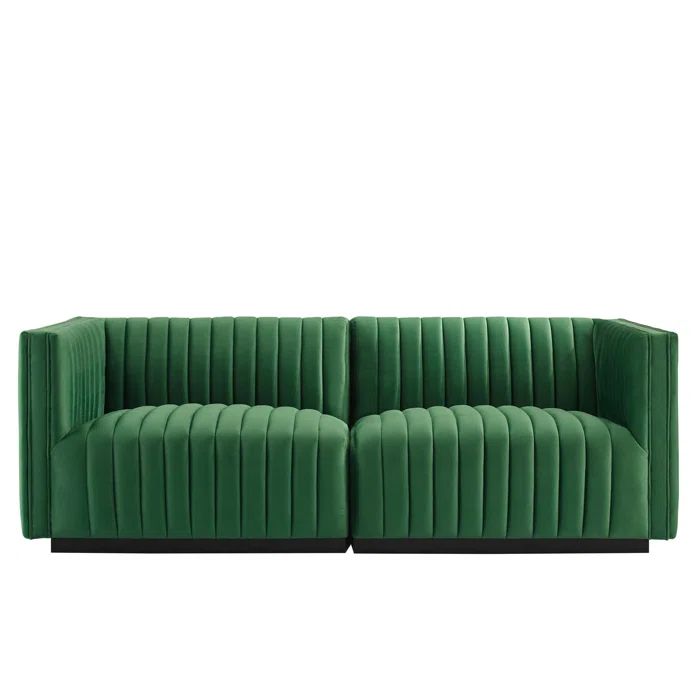 Black Emerald 73'' Tufted Velvet Loveseat with Track Arms