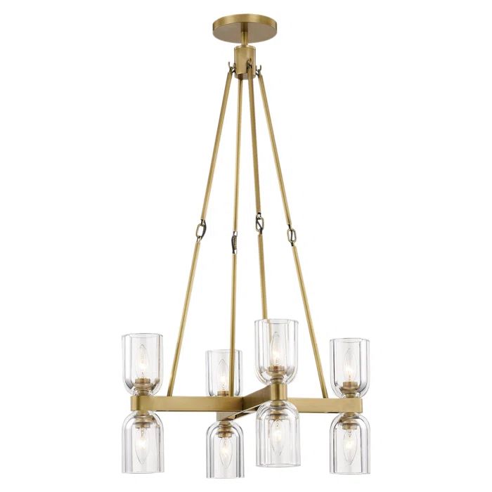 Lucian 22" Vintage Brass Linear Chandelier with Clear Crystal Accents