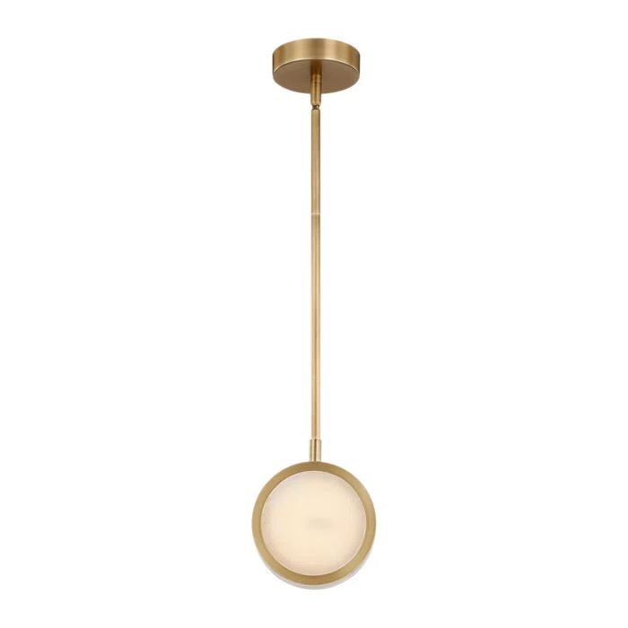Vintage Polished Nickel Mini LED Glass Bowl Pendant Light