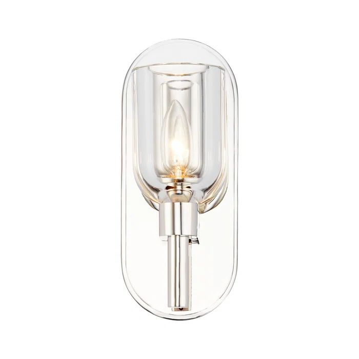 Lucian 9'' Polished Nickel Bath Sconce with Clear Crystal Shade