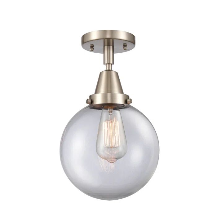 Caden 12.75'' Satin Nickel Indoor/Outdoor Globe Flush Mount