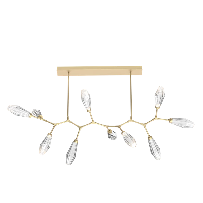 Gilded Brass 26" Modern Branch Chandelier with Clear Glass Shades