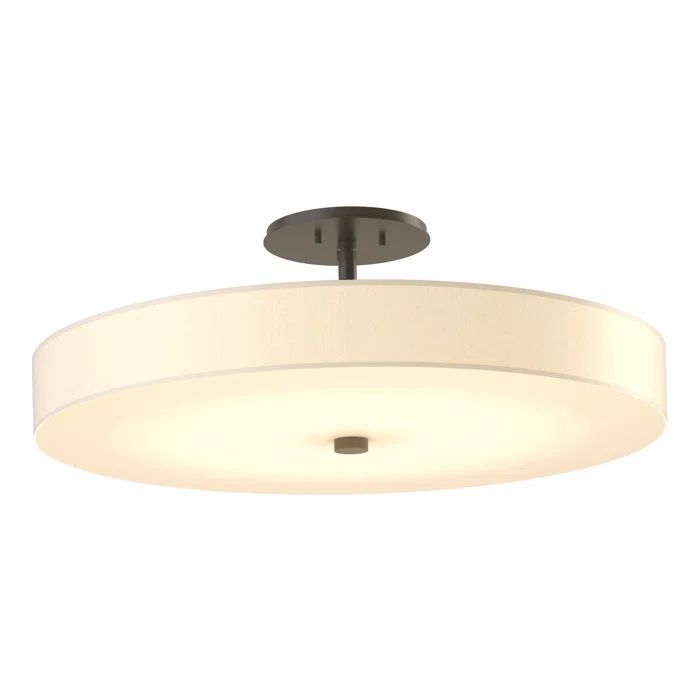 Disq Dark Smoke Bronze Glass LED Drum Semi Flush Mount