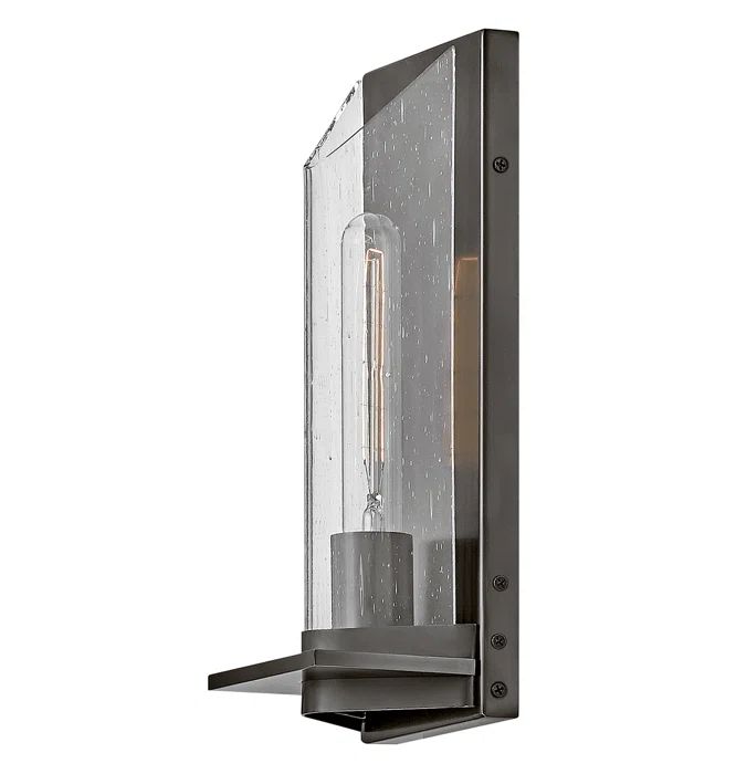 Astoria Black Oxide 1-Light Outdoor Vanity with Clear Seedy Glass