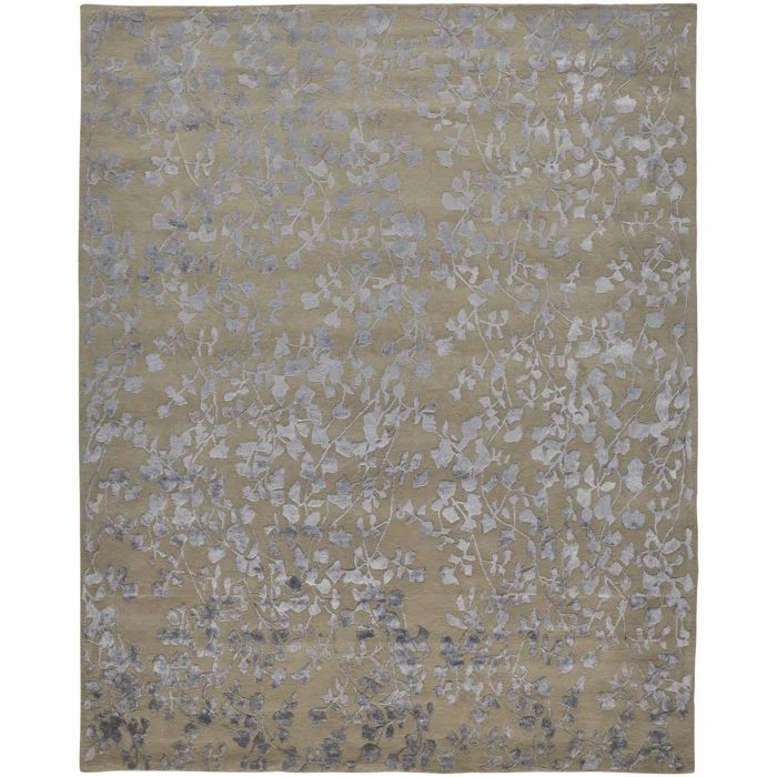 Latte & Silver Gray Floral Tufted Wool-Viscose 2'x3' Rug