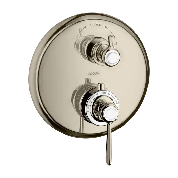 Polished Nickel Wall-Mounted Thermostatic Shower Trim