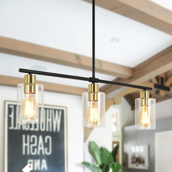 Black and Gold Glass Shade Kitchen Island Pendant Light