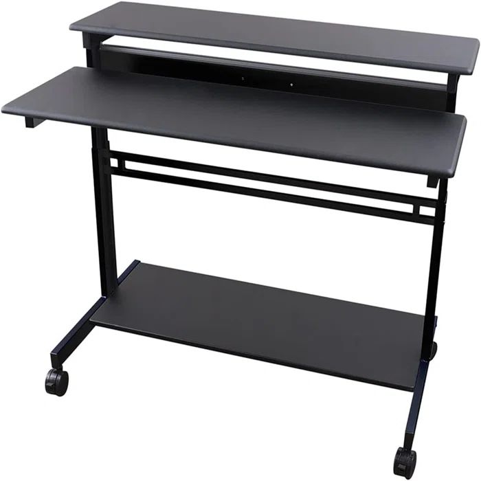 Adjustable Height Black Frame/Black Top Standing Desk