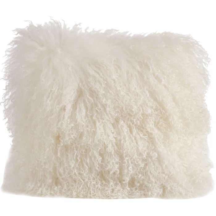 Ivory Wool Square Throw Pillow Set with Polyester Fill