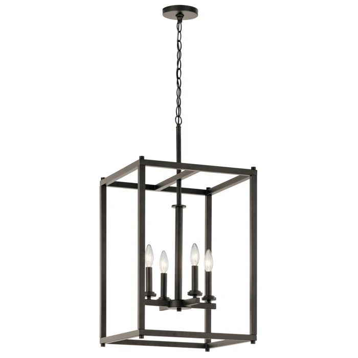 Crosby Contemporary Black and Olde Bronze 16" Square Chandelier