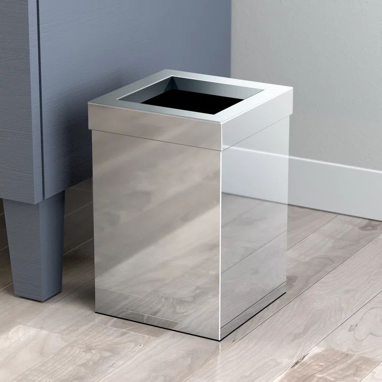 Stainless Steel Square 3-Gallon Open Top Trash Can