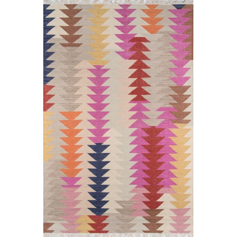 Bronson Handmade Flat Woven Red Wool Rug 3'9" x 5'9"