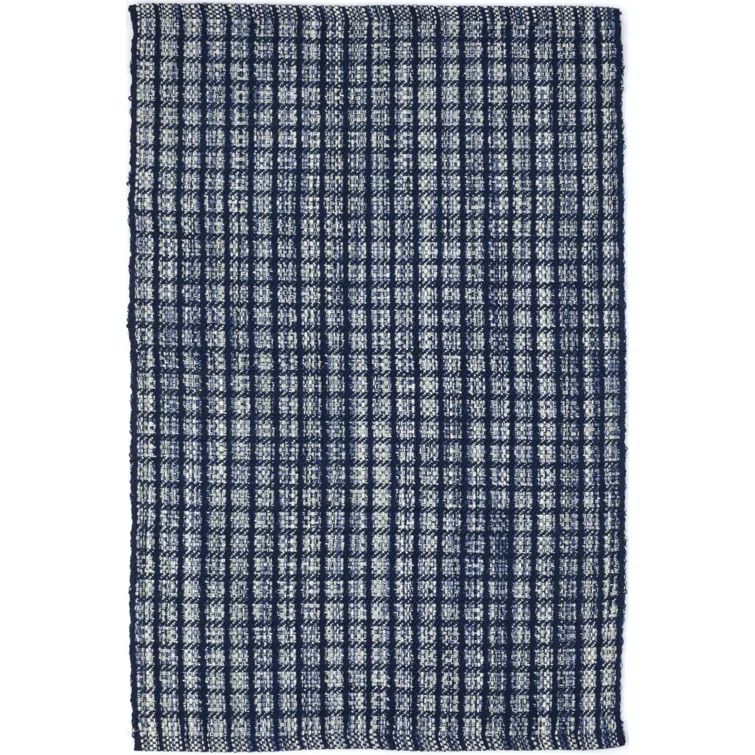 Coco Blue and Grey Handwoven Plaid 6' x 9' Indoor/Outdoor Rug