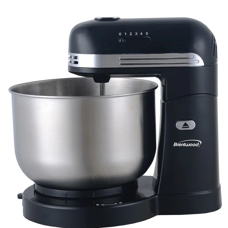Black 5-Speed Stand Mixer with Stainless Steel Bowl