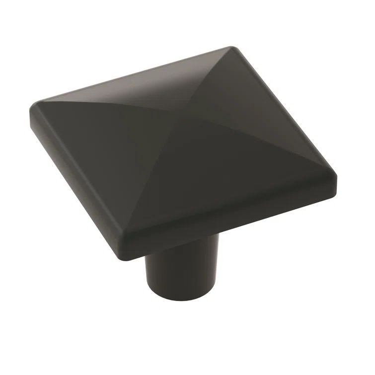 Matte Black Square Modern Cabinet Knob with Mounting Hardware