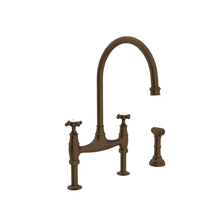 Polished Nickel 16" Traditional Brass Kitchen Faucet with Sidespray
