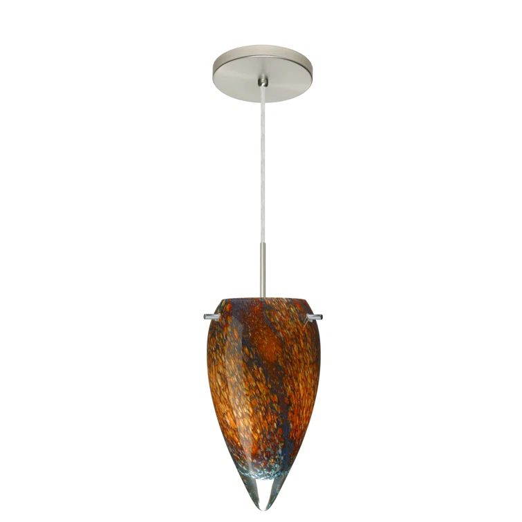 Juli Satin Nickel Teardrop Glass Single Pendant Light