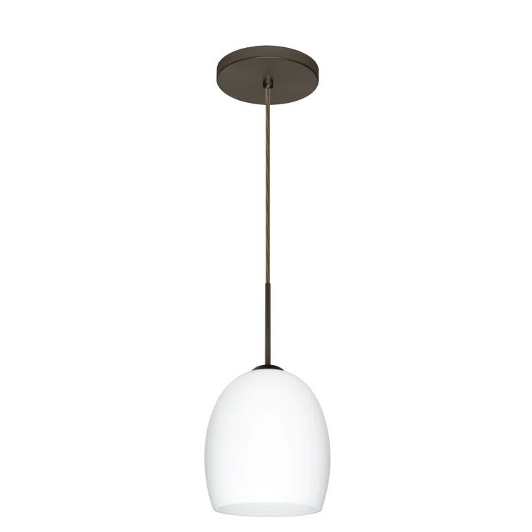 Lucia Mini Bronze Pendant Light with Opal Glass Shade