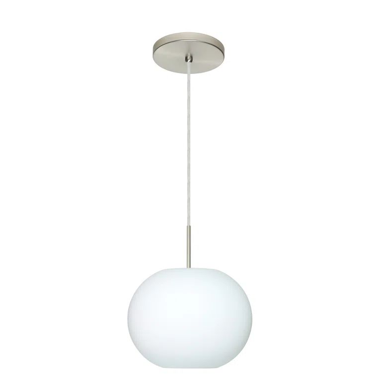 Luna Opal Frost Globe Pendant in Satin Nickel with LED Lighting