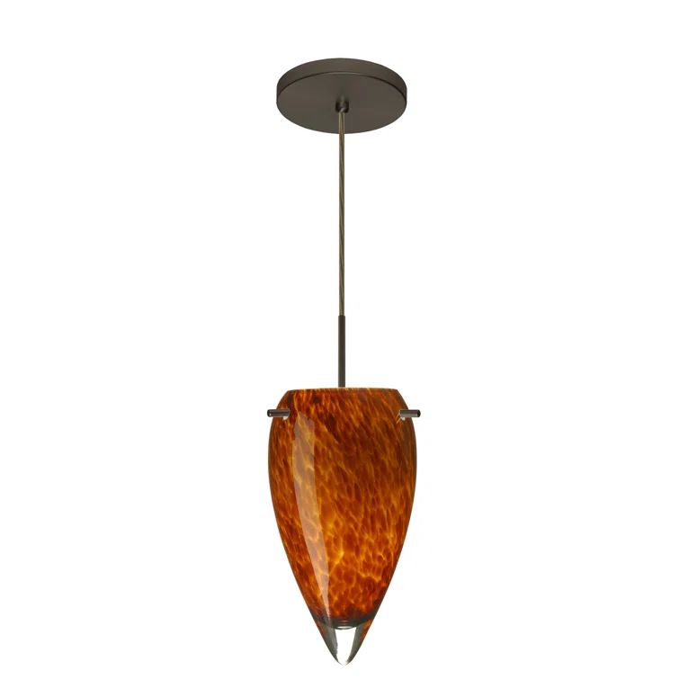 Amber Cloud Glass Teardrop Pendant Light with Bronze Finish