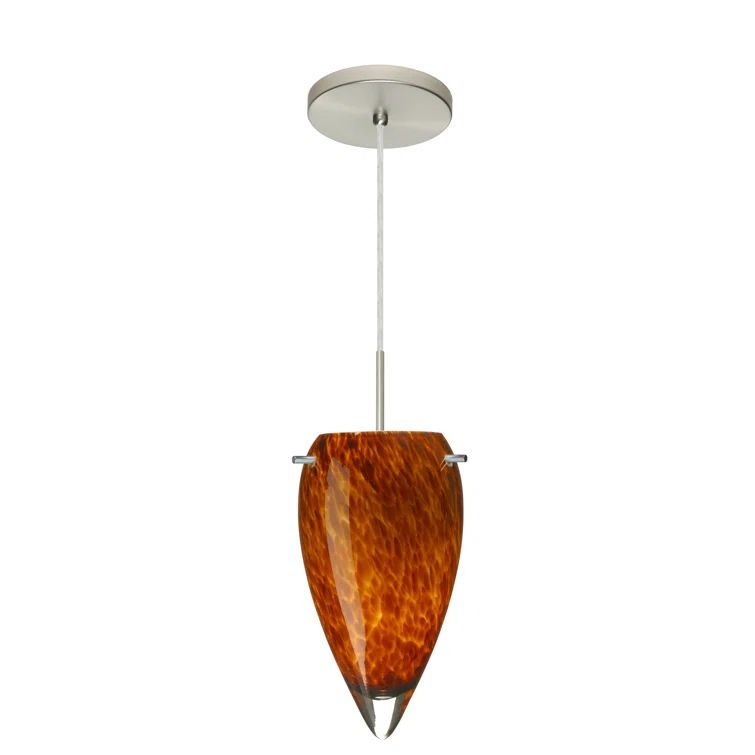 Amber Cloud Glass Teardrop Pendant Light in Satin Nickel Finish