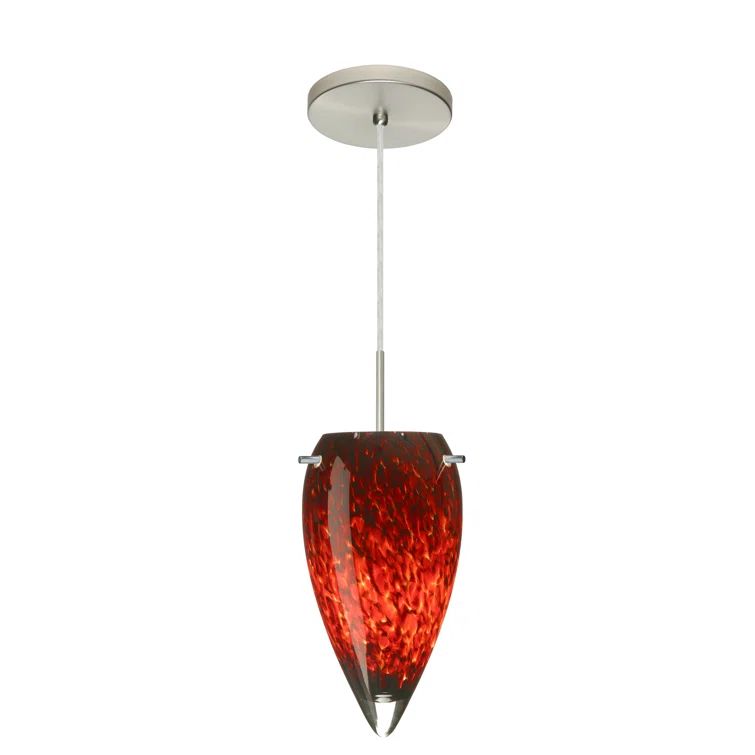 Juli Garnet Glass Satin Nickel 1-Light Pendant